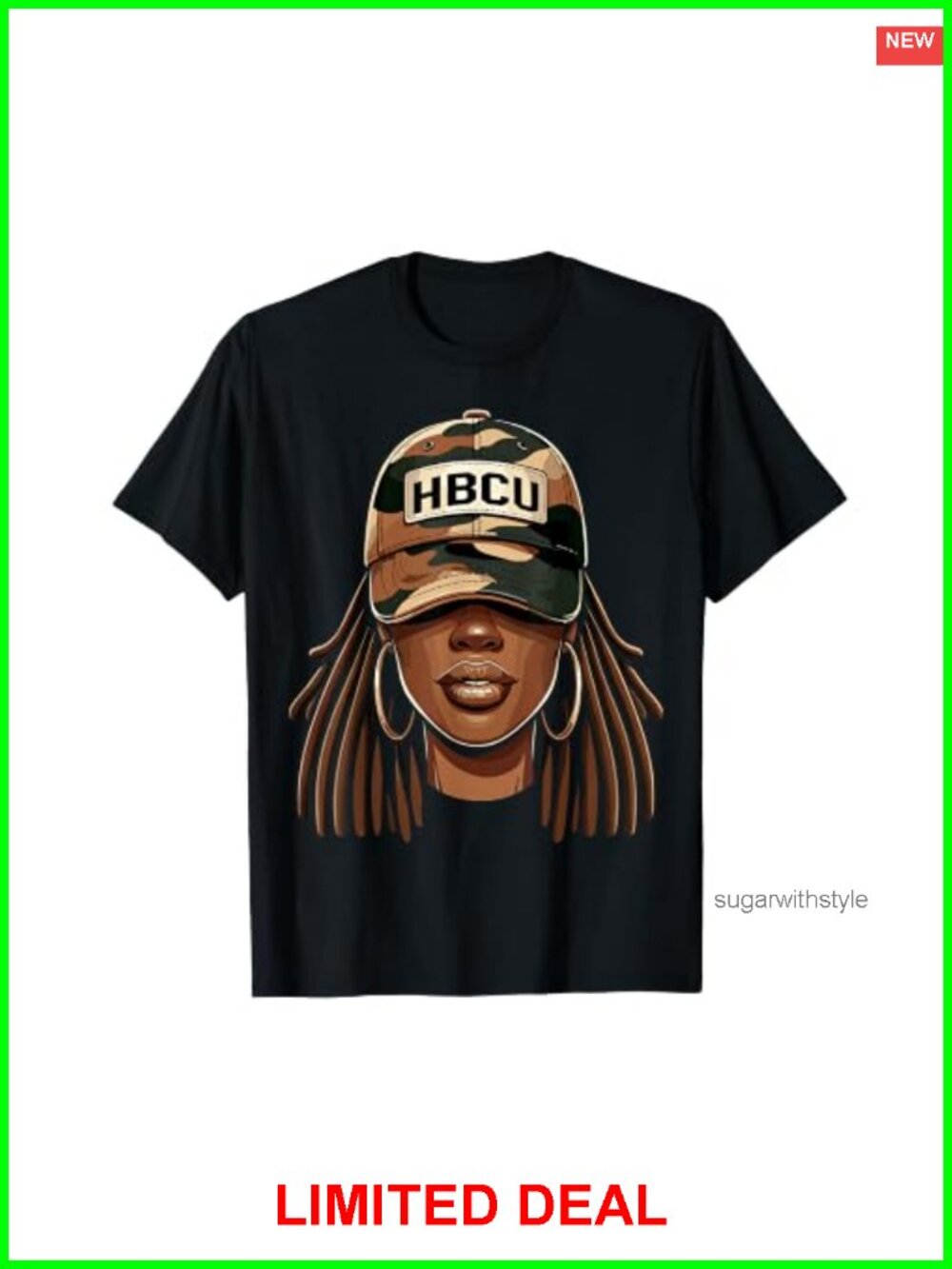 HBCU Black Girl Camo Afro Graphic T-Shirt Tee